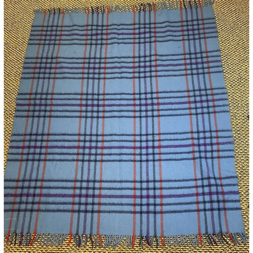 Vtg Albany Woollen Mills Blanket Australian 100% Wool Snuggle Rug Blue 51